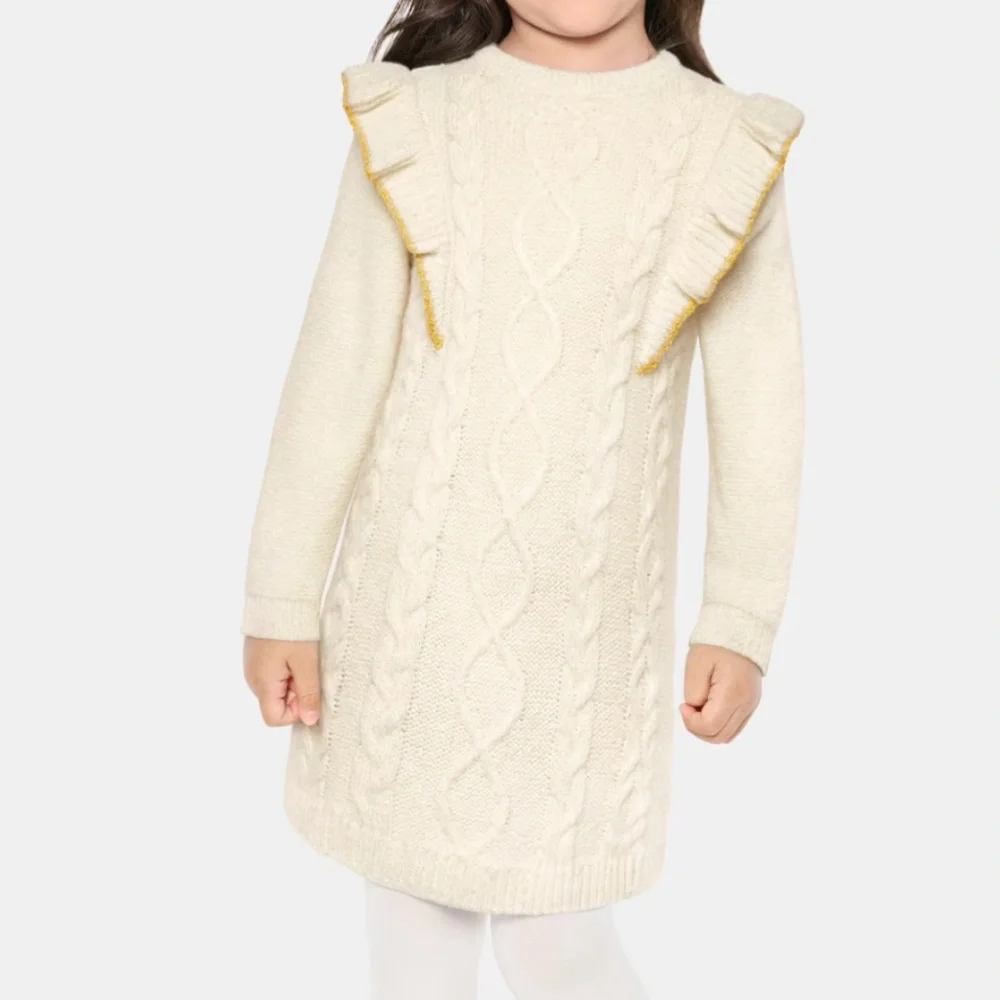 Toddler Girls Sweater Dress Cable Knit Cream Size 18-24M The Childrens Place NEW